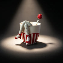 3D Legs Ceramic Mug with Cherry Spoon | Pop Art Sculptural Coffee Cup (9oz)