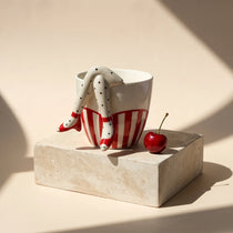 3D Legs Ceramic Mug with Cherry Spoon | Pop Art Sculptural Coffee Cup (9oz)