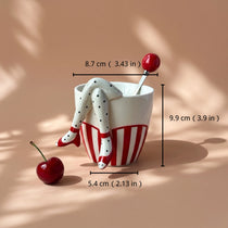3D Legs Ceramic Mug with Cherry Spoon | Pop Art Sculptural Coffee Cup (9oz)