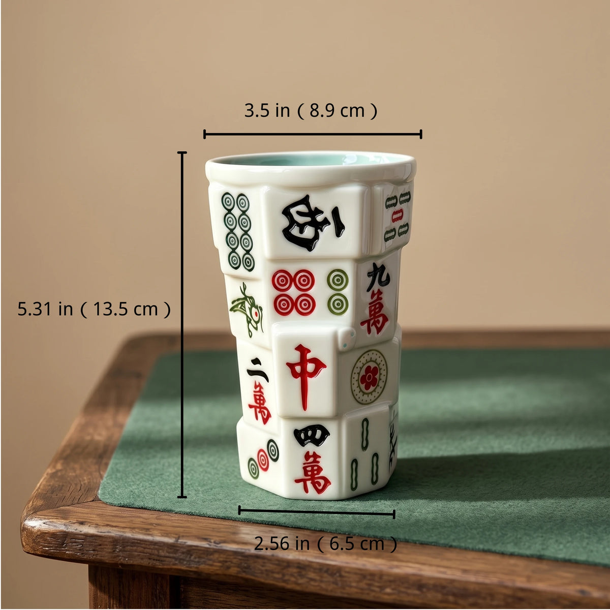 3D Sculpted Mahjong Ceramic Tumbler with Straw | Game Night Gift (14oz)