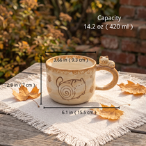 Chubby Cat Ceramic Mug with 3D Figurine Handle & Wood Spoon | 14oz