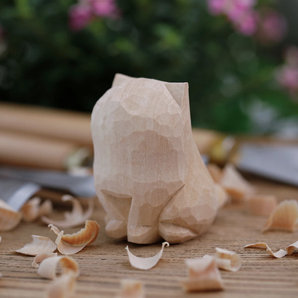 Custom Hand-Carved Wooden Cat Figurine from Photo | Pet Memorial Gift