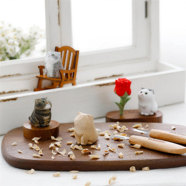 Custom Hand-Carved Wooden Cat Figurine from Photo | Pet Memorial Gift