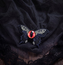 Embroidered Eyeball Moth Hair Clip | 3.2" Gothic Alligator Pin