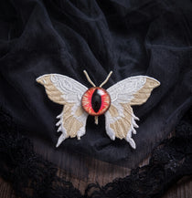 Embroidered Eyeball Moth Hair Clip | 3.2" Gothic Alligator Pin