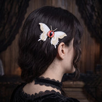 Embroidered Eyeball Moth Hair Clip | 3.2" Gothic Alligator Pin