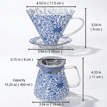 Hand-Blown Glass Pour-Over Coffee Maker Set with V60 Dripper | 15oz