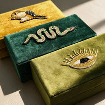 Hand Beaded Velvet Jewelry Box | Embroidered Celestial & Cottagecore Case