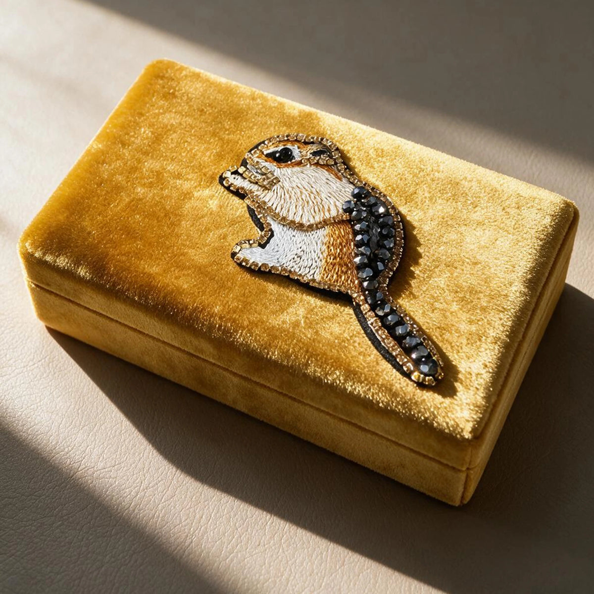 Hand Beaded Velvet Jewelry Box | Embroidered Celestial & Cottagecore Case