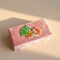 Hand Beaded Velvet Jewelry Box | Embroidered Celestial & Cottagecore Case