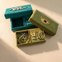 Hand Beaded Velvet Jewelry Box | Embroidered Celestial & Cottagecore Case