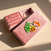 Hand Beaded Velvet Jewelry Box | Embroidered Celestial & Cottagecore Case