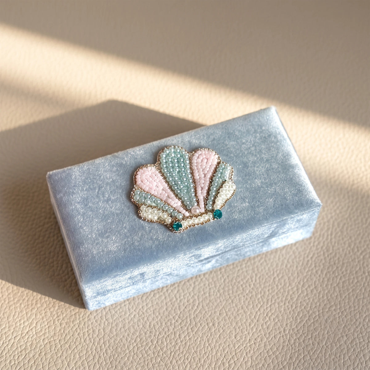 Hand Beaded Velvet Jewelry Box | Embroidered Celestial & Cottagecore Case