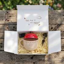 Apple Shaped Ceramic Coffee Mug with Lid & Spoon Gift Set
