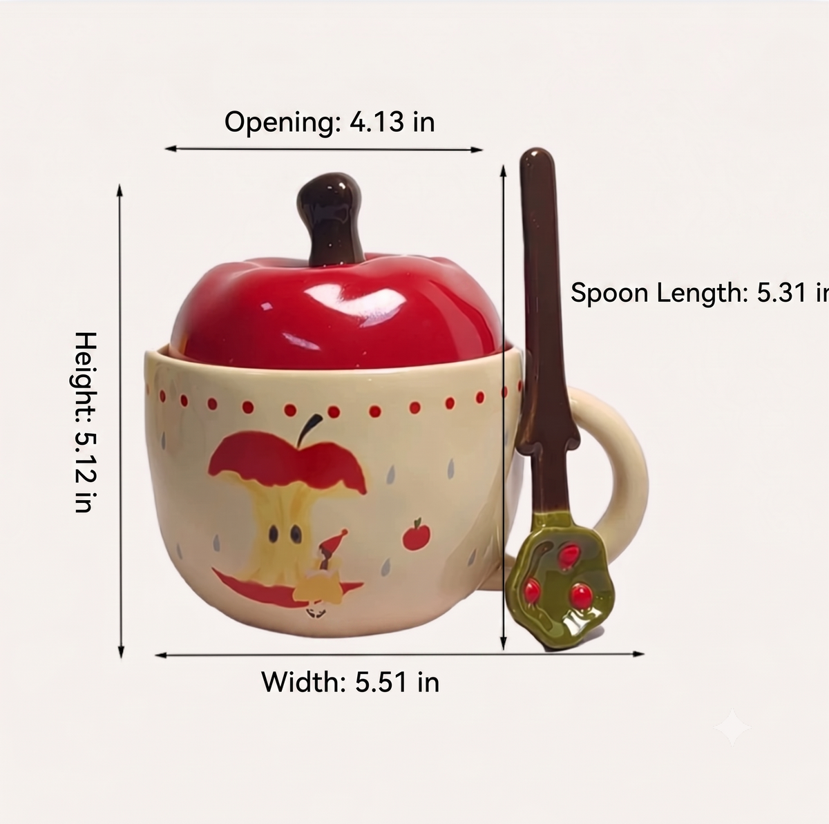 Apple Shaped Ceramic Coffee Mug with Lid & Spoon Gift Set