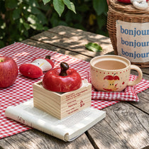 Apple Shaped Ceramic Coffee Mug with Lid & Spoon Gift Set
