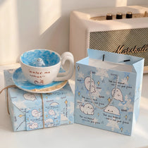 Handcrafted 3D Seal Ceramic Coffee Cup & Saucer Set (12 oz)