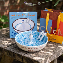 Handmade 3D Seal Ceramic Pool Fruit Bowl with Gift Box Set