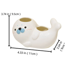 Handmade 3D Seal Ceramic Toothbrush Holder with Drainage Hole