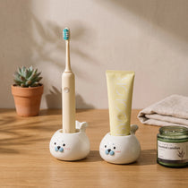 Handmade 3D Seal Ceramic Toothbrush Holder with Drainage Hole