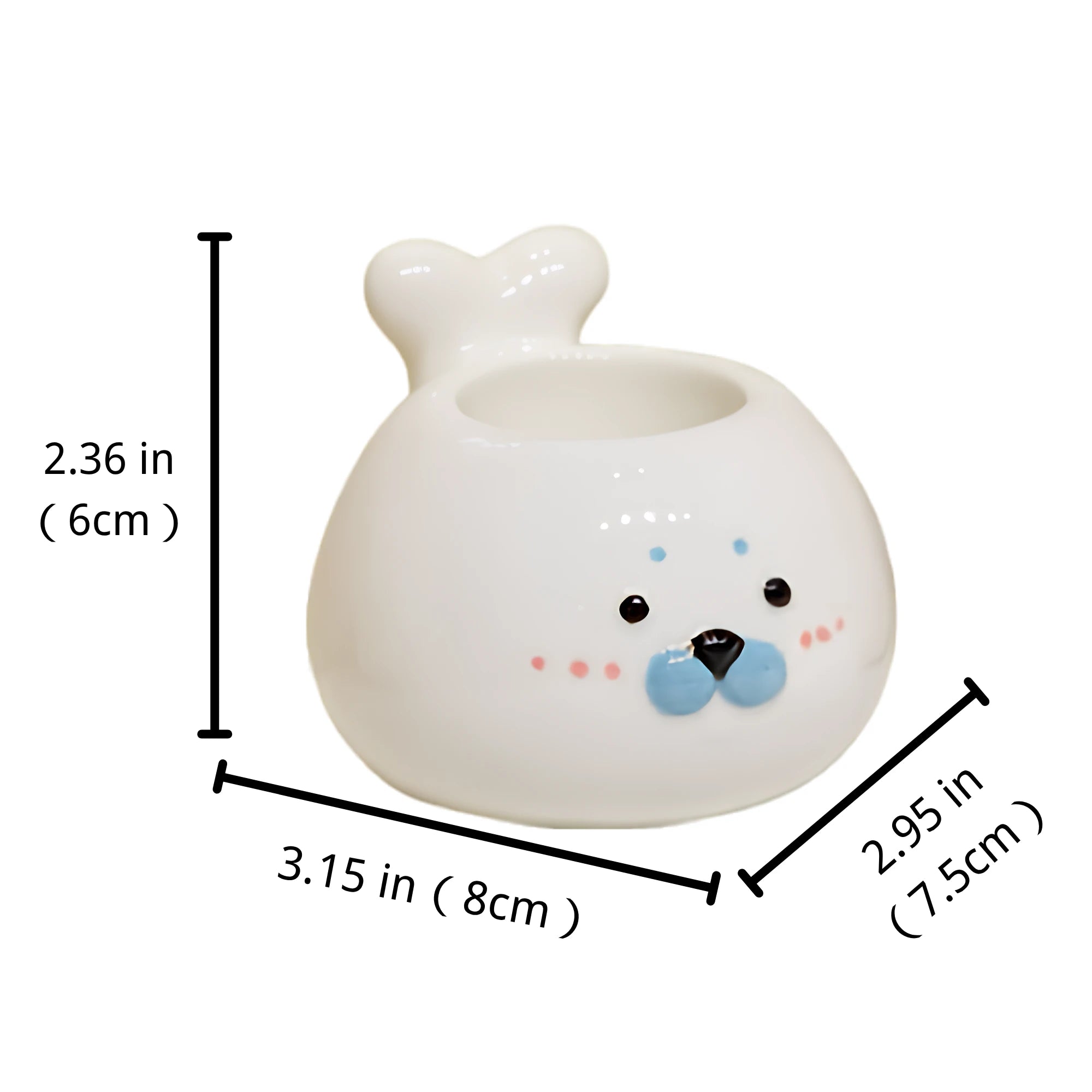 Handmade 3D Seal Ceramic Toothbrush Holder with Drainage Hole