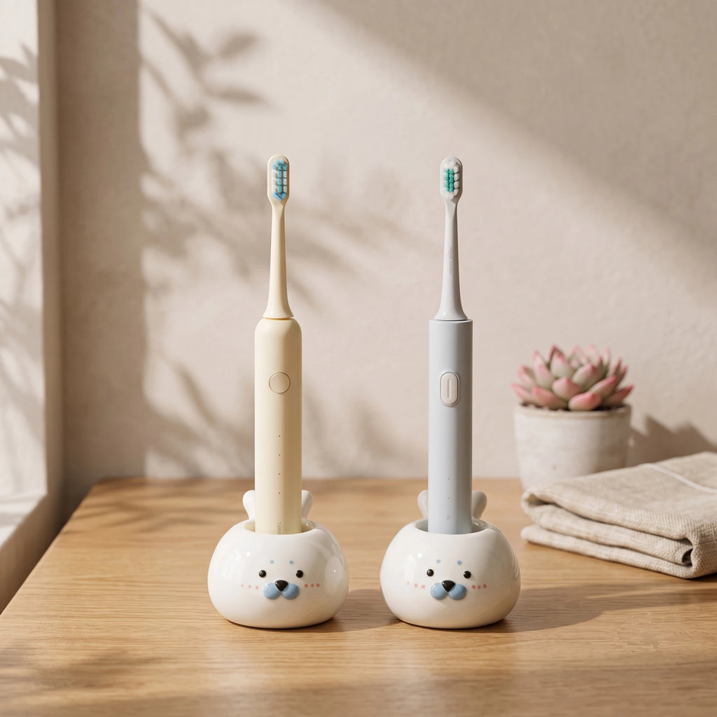 Handmade 3D Seal Ceramic Toothbrush Holder with Drainage Hole