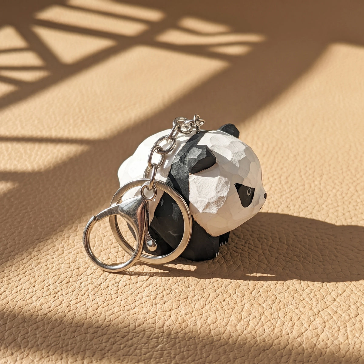 Carved Wood Panda Keychain & Bag Charm | Grumpy & Pouting Expression