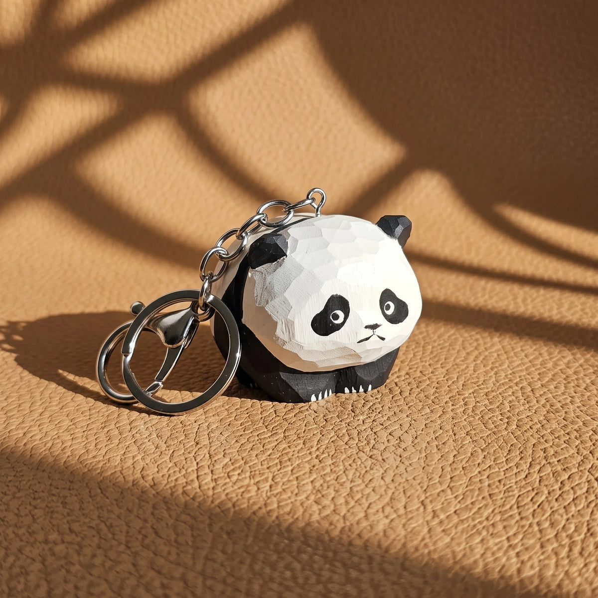 Carved Wood Panda Keychain & Bag Charm | Grumpy & Pouting Expression