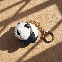 Carved Wood Panda Keychain & Bag Charm | Grumpy & Pouting Expression