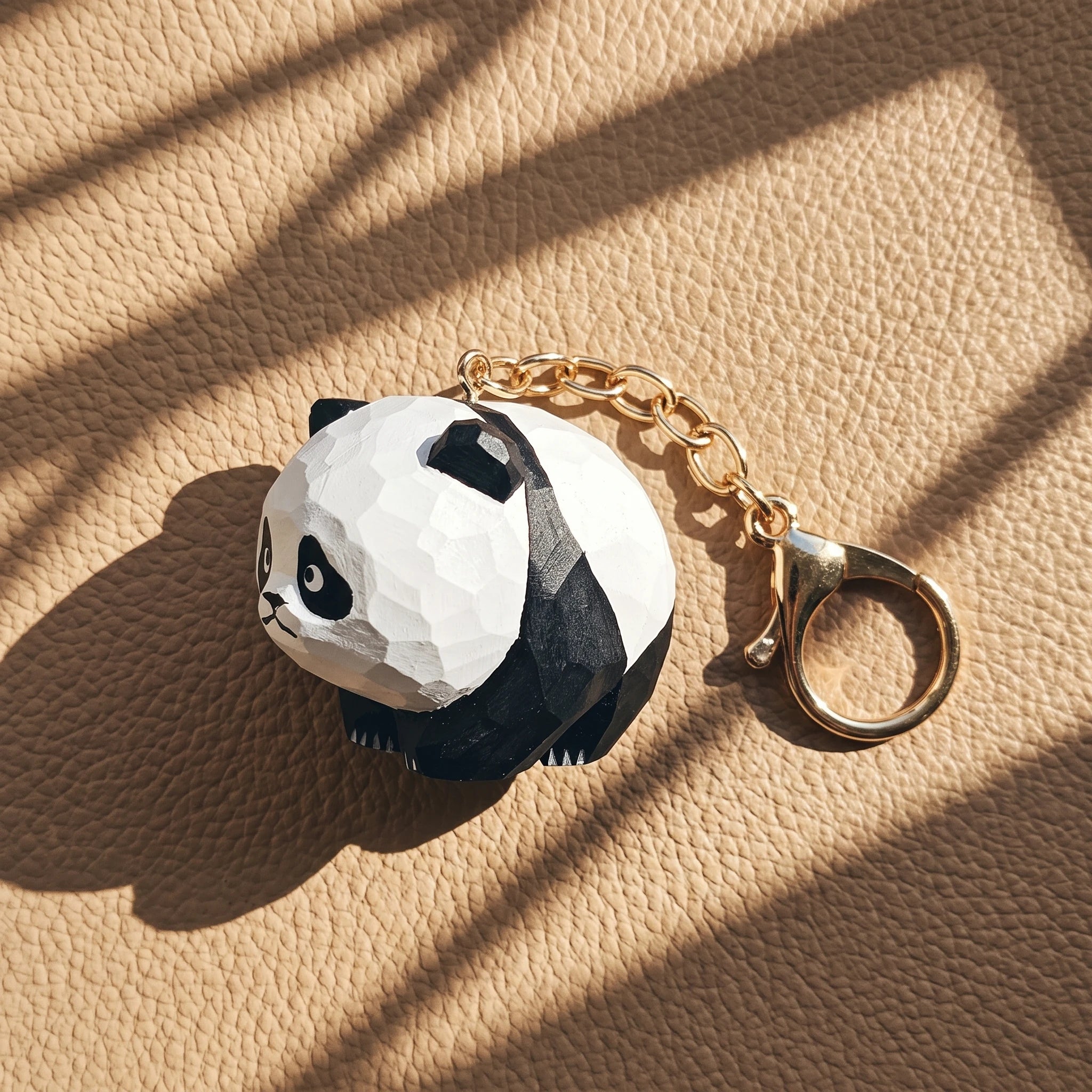 Carved Wood Panda Keychain & Bag Charm | Grumpy & Pouting Expression