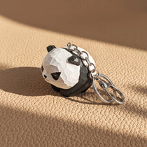 Carved Wood Panda Keychain & Bag Charm | Grumpy & Pouting Expression