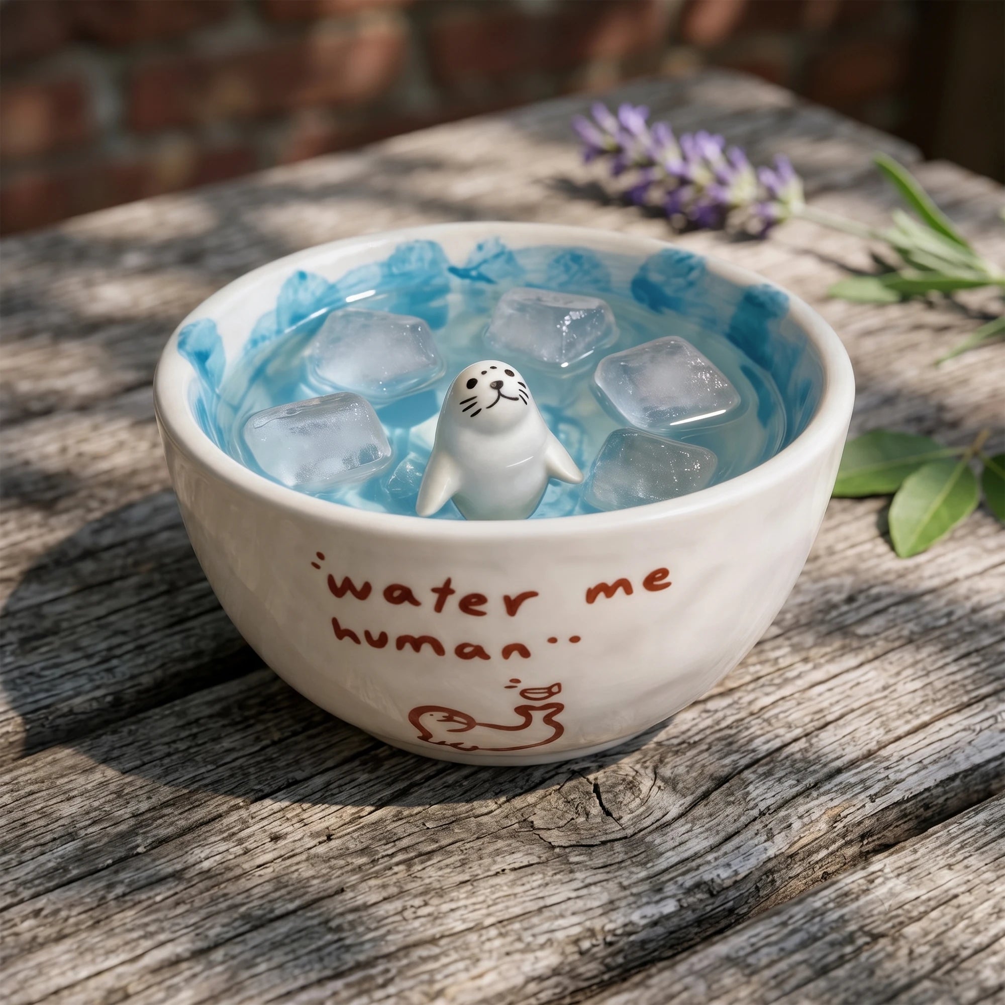 Handpainted Ceramic Seal Bowl with 3D Ocean Figurine (12 oz) Immagine principale del prodotto