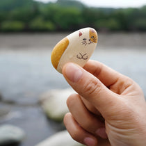 Hand-Painted Wooden Animal Pebble Magnet & Car Diffuser