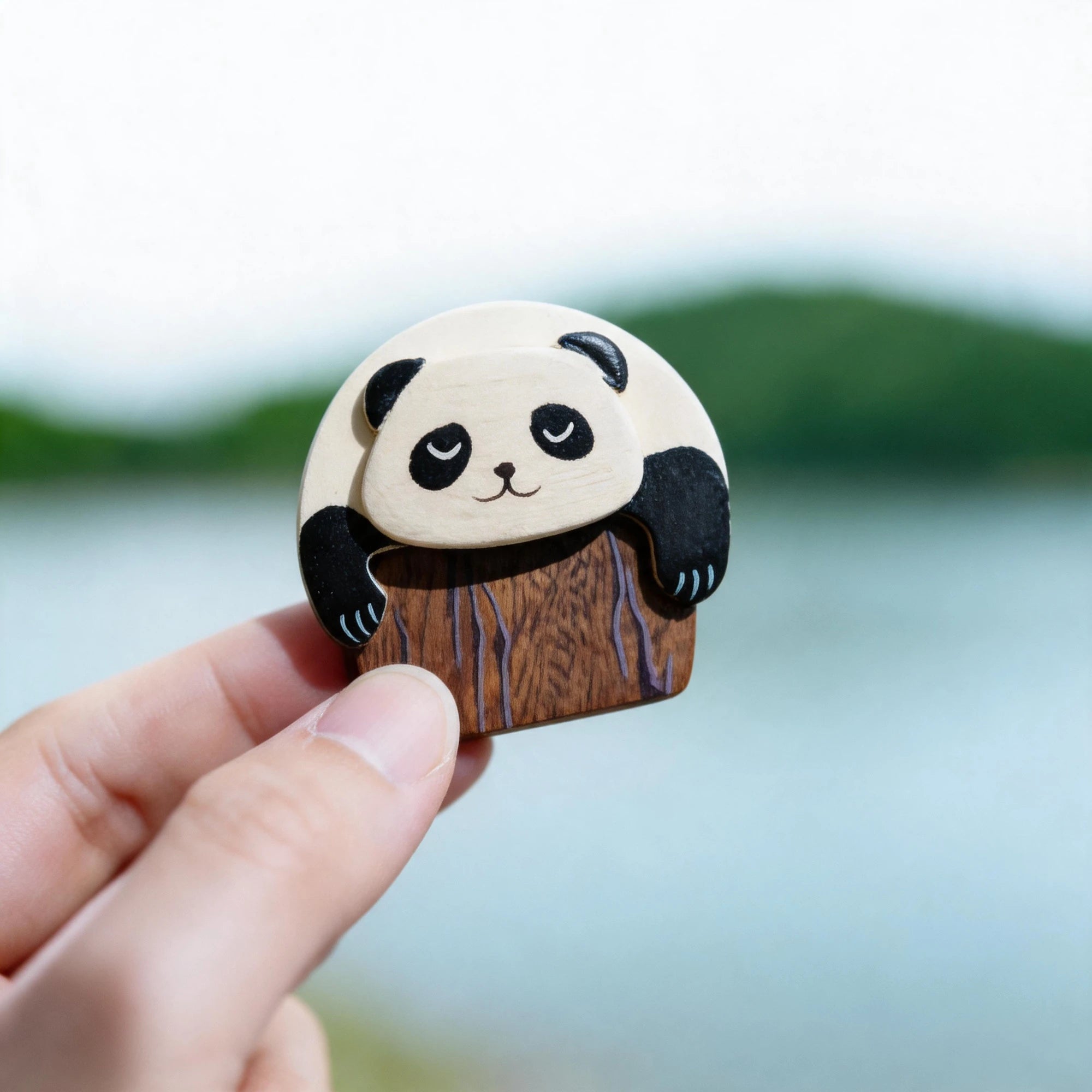 Hand-Painted Wooden Animal Pebble Magnet & Car Diffuser