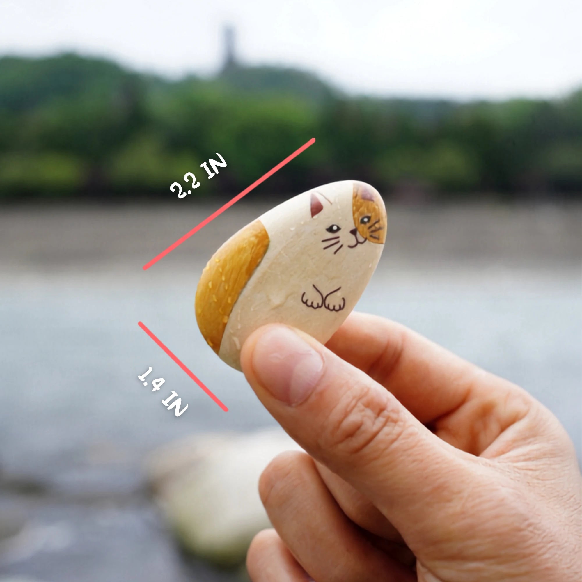 Hand-Painted Wooden Animal Pebble Magnet & Car Diffuser