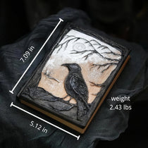 Hand Sculpted 3D Raven Gothic Journal | Refillable Book of Shadows
