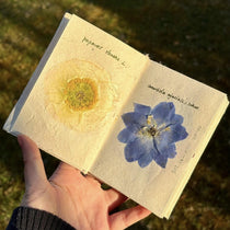 Handmade Nepali Lokta Paper Journal with Real Pressed Flowers
