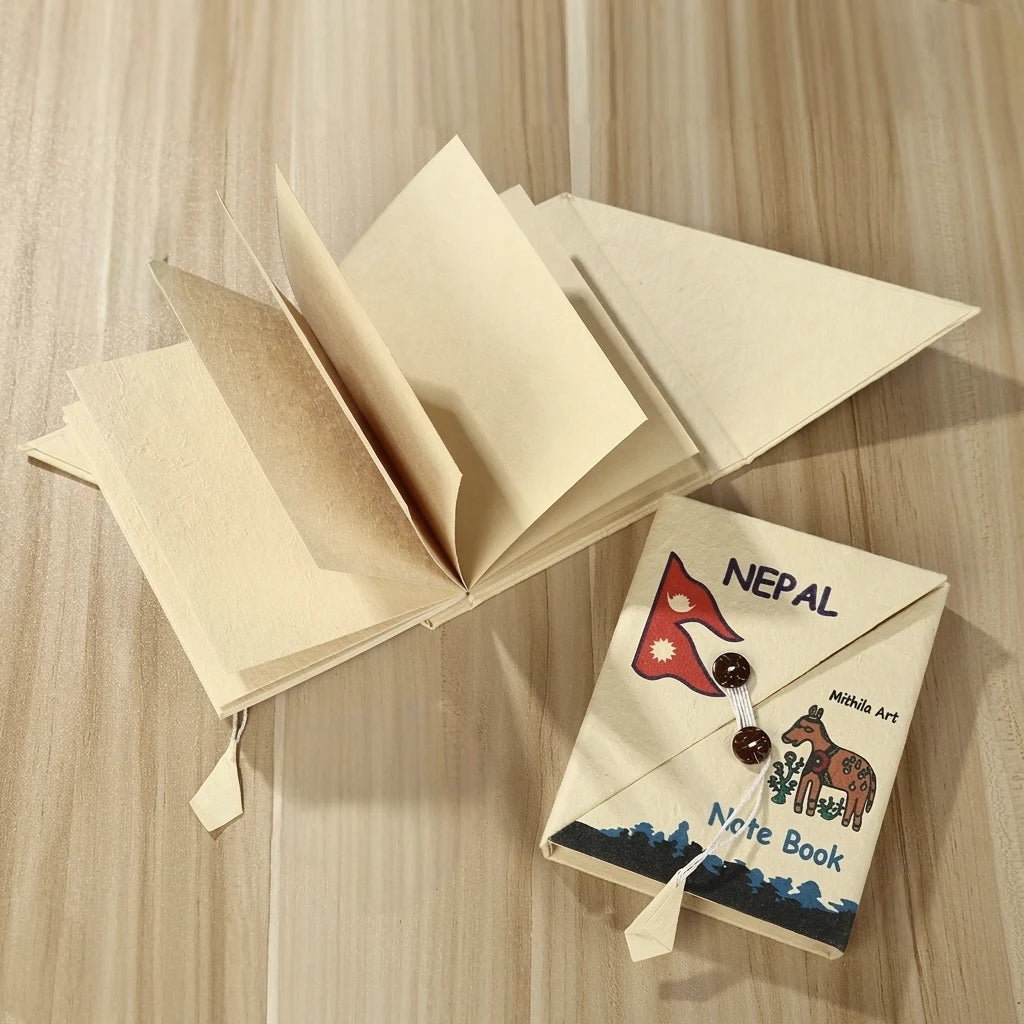Handmade Nepali Lokta Paper Journal with Real Pressed Flowers