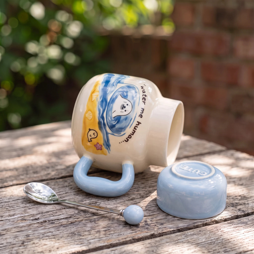 2-in-1 Ceramic Seal Mug with Cup Lid | Bedside Carafe Set (16oz)