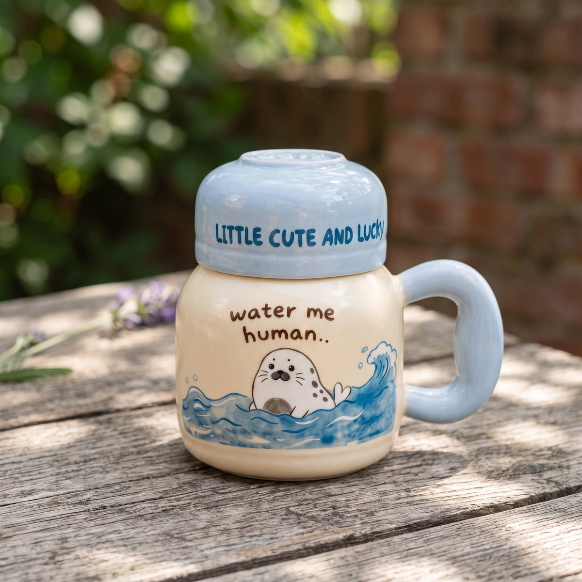2-in-1 Ceramic Seal Mug with Cup Lid | Bedside Carafe Set (16oz)