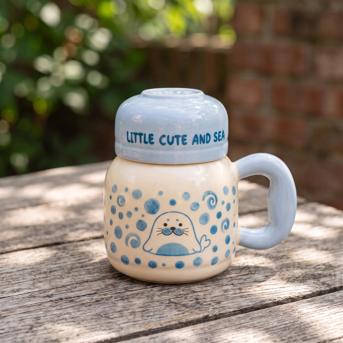 2-in-1 Ceramic Seal Mug with Cup Lid | Bedside Carafe Set (16oz)