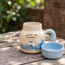 2-in-1 Ceramic Seal Mug with Cup Lid | Bedside Carafe Set (16oz)