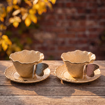 Handcrafted Ceramic Butterfly Cup & Saucer Set with Spoon | Sculpted 3D Wing Mug (8.5 oz)
