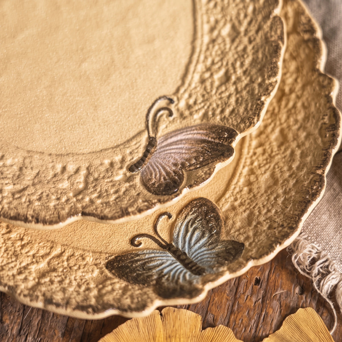 Handcrafted Ceramic Butterfly Cup & Saucer Set with Spoon | Sculpted 3D Wing Mug (8.5 oz)