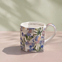 French Vintage Octagonal Botanical Ceramic Mug | Faceted Coffee & Tea Cup (13.5 oz)