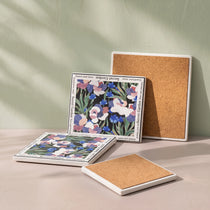 Handcrafted Botanical Ceramic Trivet & Coaster with Cork Base | Heat-Resistant Hot Dish Mat