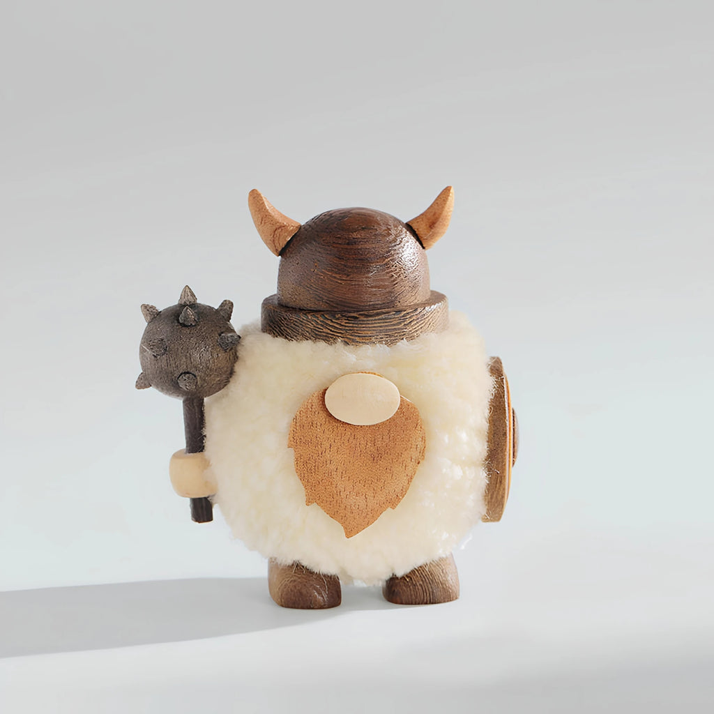 Handcrafted Wooden Viking Figurine & Desk Decor