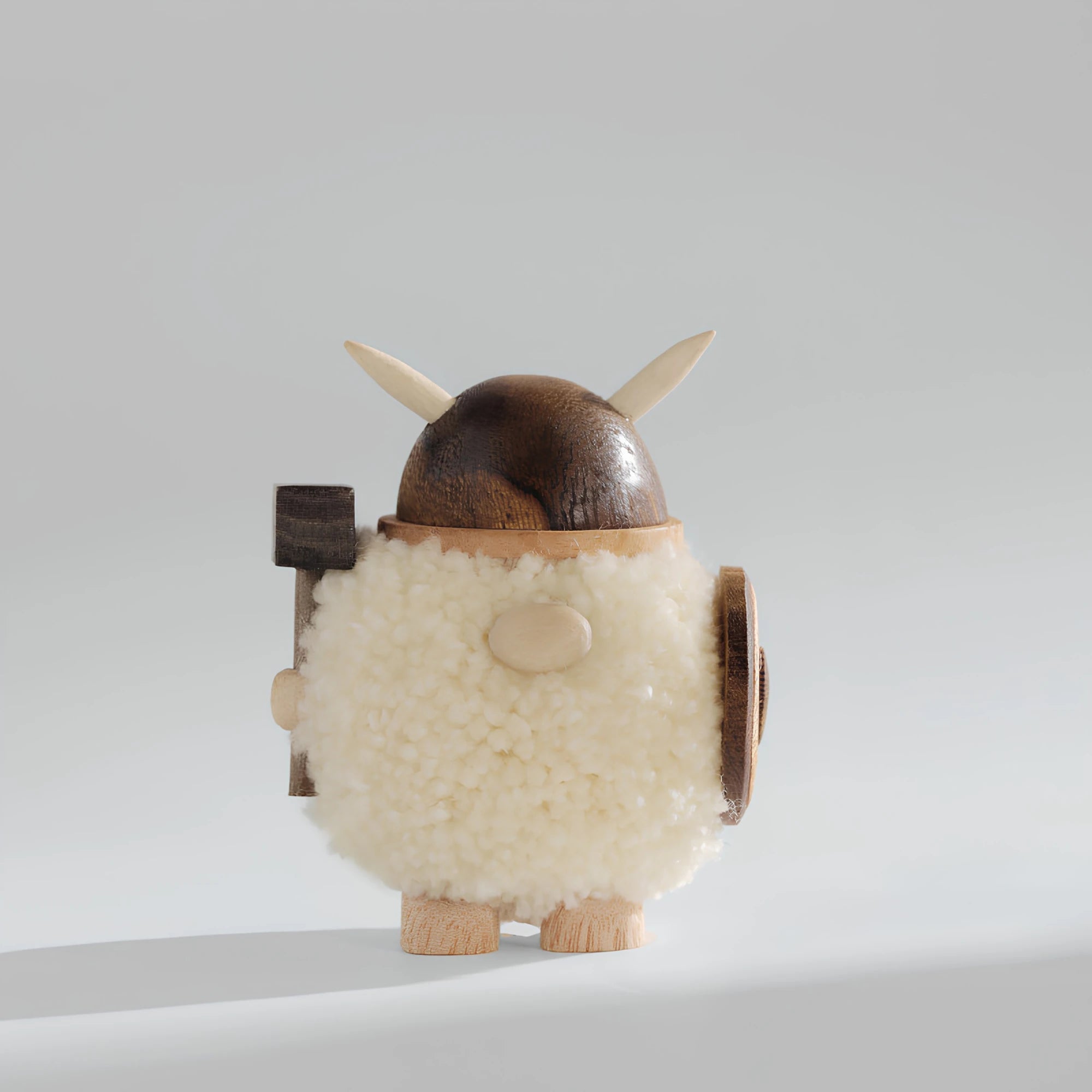 Handcrafted Wooden Viking Figurine & Desk Decor