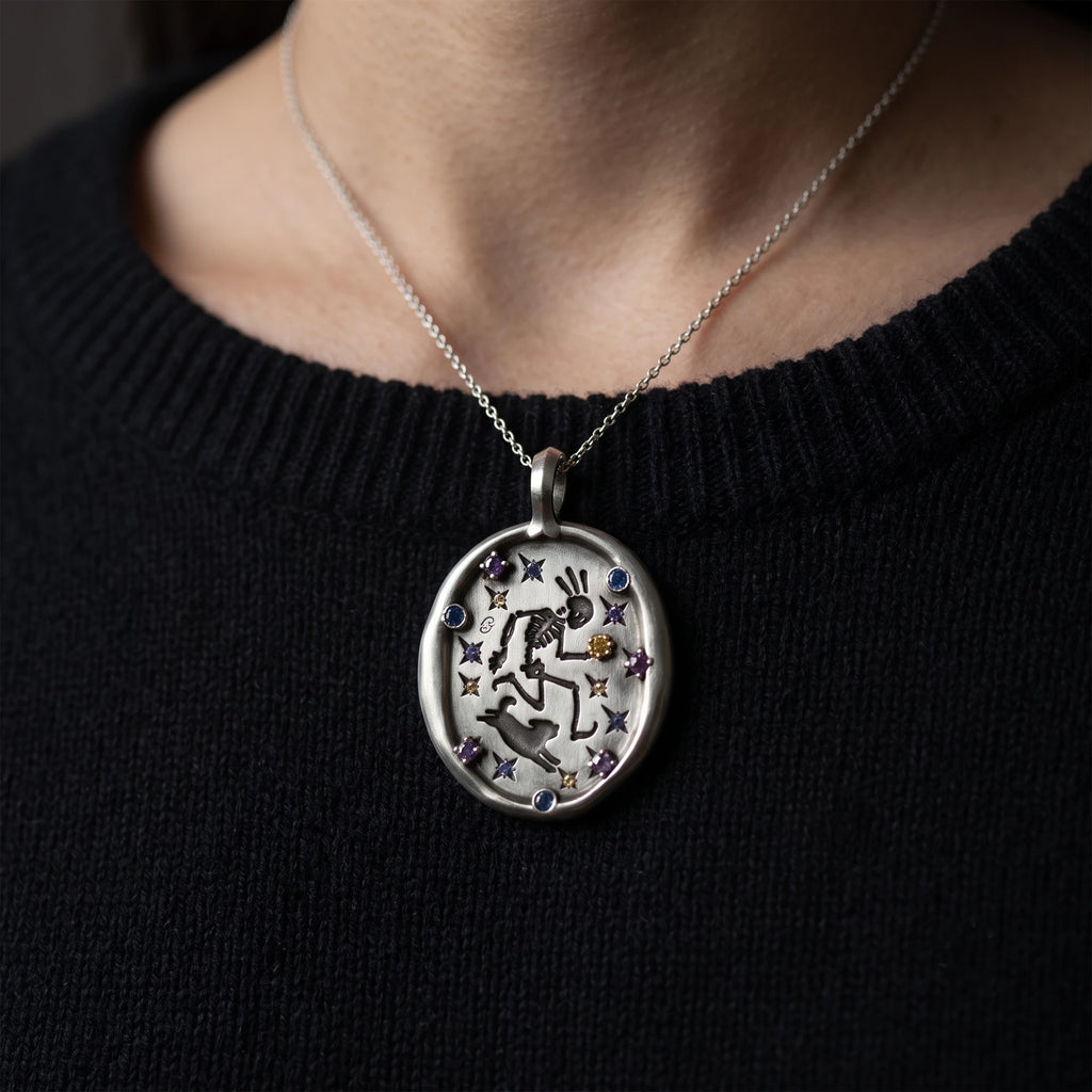Handmade Dancing Skeleton Pet Pendant Necklace