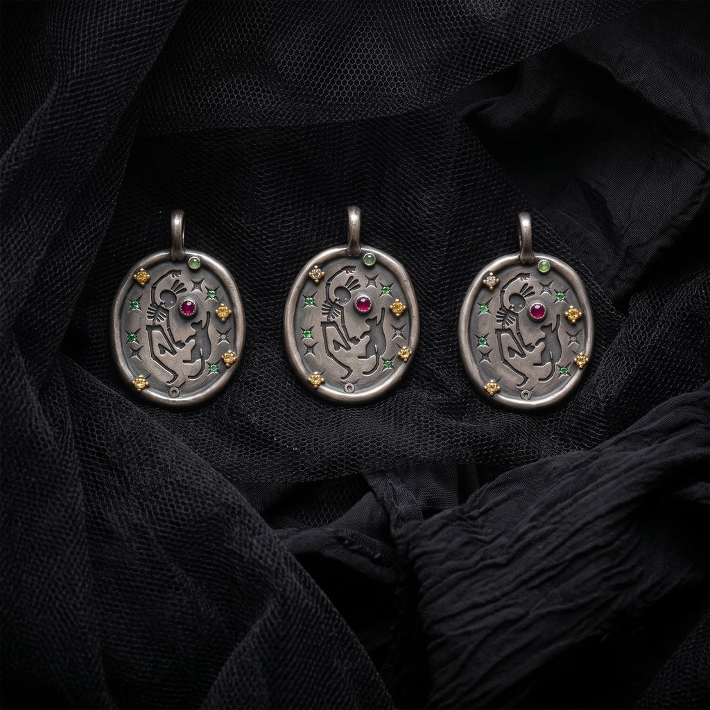Handmade Dancing Skeleton Pet Pendant Necklace